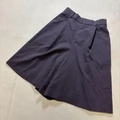 KUMIKYOKU レーヨン混 チェック柄フレアハーフパンツ