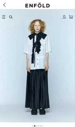 2025 ENFOLD SQUARE-PLEATS SKIRT ブラック38