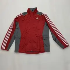adidas CLIMAPROOF ナイロンジャケット Ｌ赤/グレー