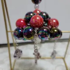 最終。スカルパンダ風鈴ビーズキーホルダーブラック