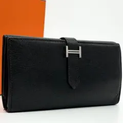 エルメス✨ベアン デュプリ 三つ折り 長財布 ブラック 129 - メルカリ
