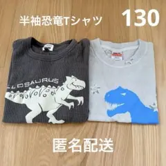 【匿名配送】半袖Tシャツ 130 恐竜柄 2枚セット グレー F.O.KIDS