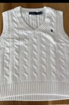 ラルフローレン　ケーブルVネックベスト Sホワイト　美品