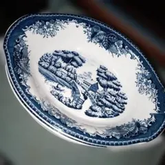 青と白の風景画 陶器皿 - メルカリ