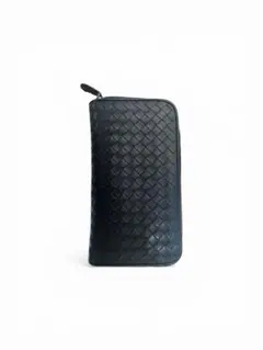 ボッテガヴェネタ　ネイビー 編み込みレザー 長財布