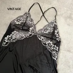 VINTAGE 90s バックオープンレースサテンキャミ ランジェリー US古着のサムネイル