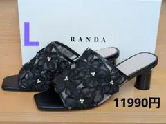 RANDA シースルーフラワーミュールサンダル ブラック Lのサムネイル