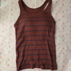 UNIQLO カップ付きタンクトップ ブラウン ボーダー M