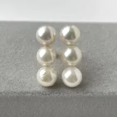 アコヤ真珠　三連 ピアス