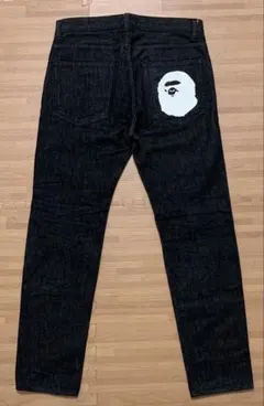 レア】 A BATHING APE デニム ジーンズ APE HEAD 猿顔 - メルカリ