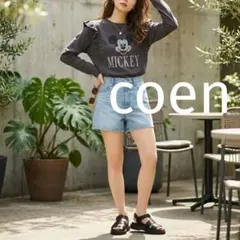 coen別注 Disney ミッキーマウス 肩フリル カットソー ロンT M