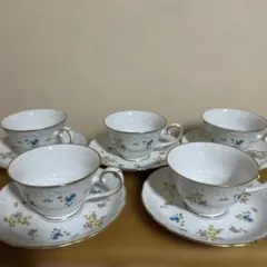 138) ノリタケ 散らし花 シリーズ カップ&ソーサー 5客