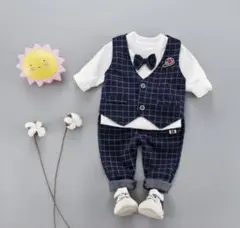 ネイビー チェック柄 フォーマルスーツ 100
