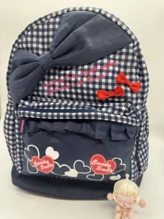 ネイビー チェック柄 リュック