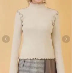 Chico リブハイネックメローニット　グレージュ