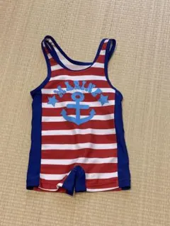 ベビー水着(男の子) 90cm 赤と白のストライプ