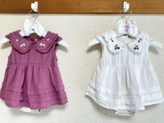 パープル&ホワイト刺繍ワンピース2点セット