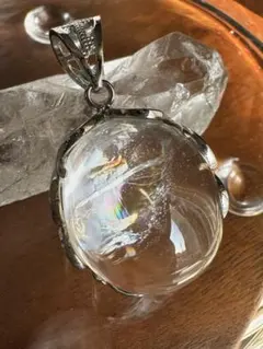 天然石アイリスクォーツのシルバー925 ペンダントトップ　オーバル型