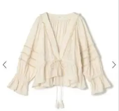 【タグ付き】SOULEIADO　コットンジャカードタッセルブラウス　ソレイアード