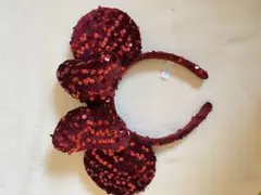ミッキー型スパンコールカチューシャ 赤