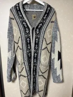 週末限定セール291295HOMMEメンズ 幾何学模様 ロングカーディガン