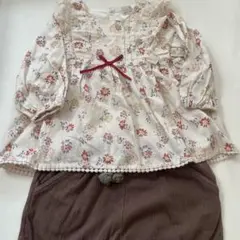 プティマイン 花柄チュニックとショートパンツ　セットアップ 100