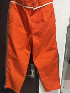 オレンジ サイドストライプ ワークパンツ