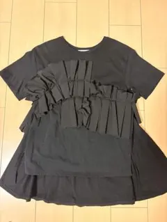 レイビームス異素材フリルホワイトTシャツデザインカットソー半袖 ブラックのサムネイル