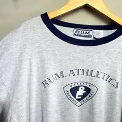 US古着 90s B.U.M リンガーTシャツ グレー カレッジ古着 アメカジのサムネイル