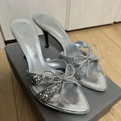 DIANA ダイアナ スパンコールサンダル グリッターサンダル　シルバー　結婚式