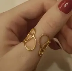 ㉑ゴールド　金属アレルギー対応　ステンレス　リング 調整可能　指輪　オープン