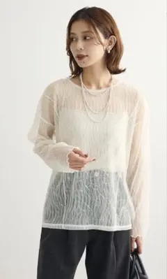 【新品、未使用】Green Parks シアートップス　 シアーカットソーのサムネイル