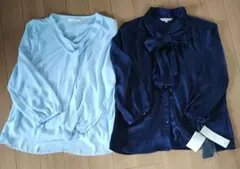 ボウタイブラウス　リボンブラウス　ゆったりブラウス