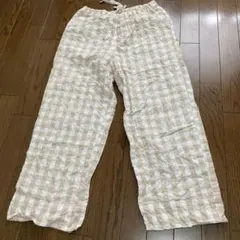 完売品✨ジェラートピケ プレッピーネルチェックロングパンツ ルーム