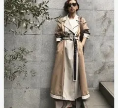 ameri vintage トレンチコート ロング バイカラー ベルト付 アメリ