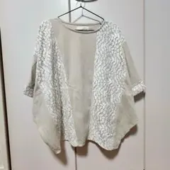 n'OrLABEL レース切替ドルマンカットソー　グレー ベージュのサムネイル