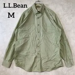 エルエルビーン 長袖コットンシャツ M カーキグリーン ボタンダウン