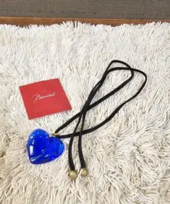 美品 Baccarat クリスタル ハートネックレス バカラ ペンダント ブルー