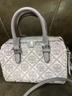 ＴＯＲＹＢＵＲＣＨトリーバーチミニボストン斜め掛けラベンダー紫ベロアのサムネイル