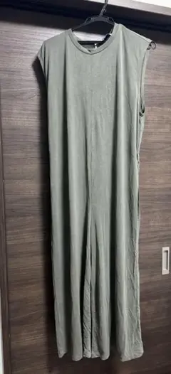 ZARA ノースリーブロングオールインワン　オリーブグリーン