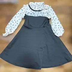 120cm ワンピース　ハートドット柄