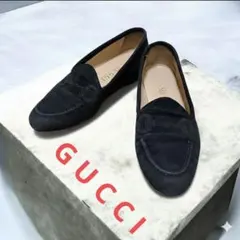​【希少/美品】GUCCI ホースビット スエード ローファー 黒