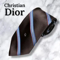 【極美品】ChristianDior ディオール ストライプ ネクタイ ブラウン