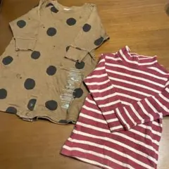 水玉とストライプのトップス2点セット