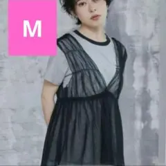 しまむらmegumi シースルーブラックビスチェ チュールビスチェ　M　黒