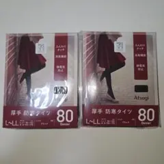Atsugi 80デニール 厚手防寒タイツ L-LL ブラック