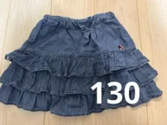 ミキハウスダブルB B子ちゃん　フリルデニムスカート薄手130 アジャスター有のサムネイル