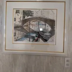 飯田史朗、【シエナ『街角』】、希少な額装用画集より、新品額装付