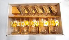 レトロ花柄ガラスコップ6個セット