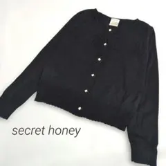 ○secret honey　フラワーボタン　カーディガン　ブラック　可愛いのサムネイル